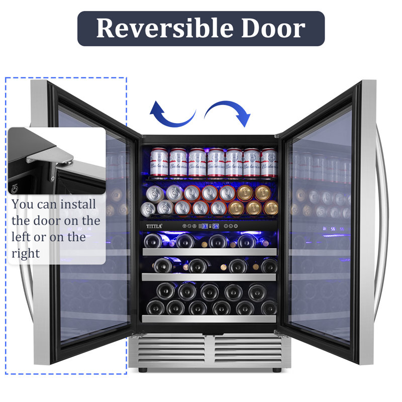 Tittla 24" 27 Bottle and 94 Can DualZone Reversible Door Hinge Wine